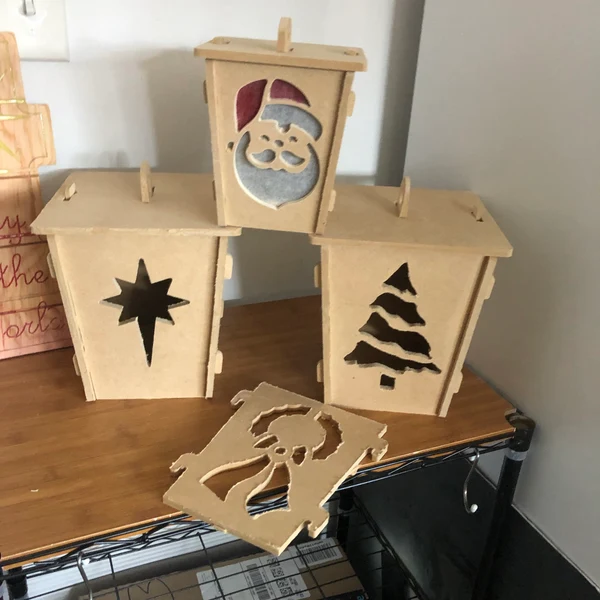 Solid wood Christmas lantern