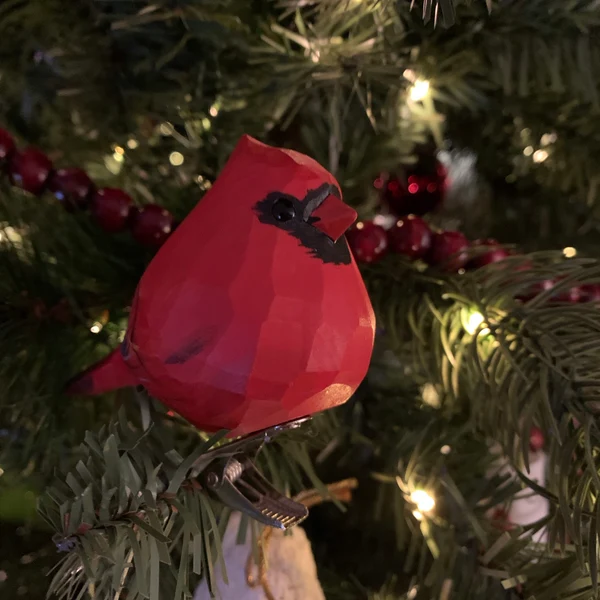 Charming Handcrafted Clip-On Christmas Tree Bird Ornament | Woodcarving Art | Hand Painted Art