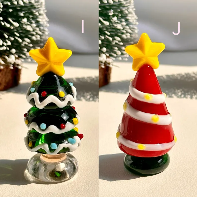 🎄Handmade Lampwork Miniature Christmas Trees