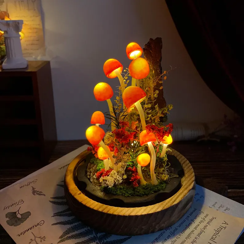 Handmade Glowing Mushroom Lamp | Magic Mushroom Forest Night Light | Creative Gift