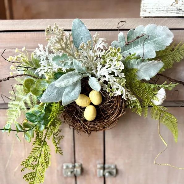BEST SELLER Bird Nest Wreath, Mothers Day Gift, Spring Wreath, Front Door Decor, Summer Hanger, Egg Wildflower Swag, GIFT