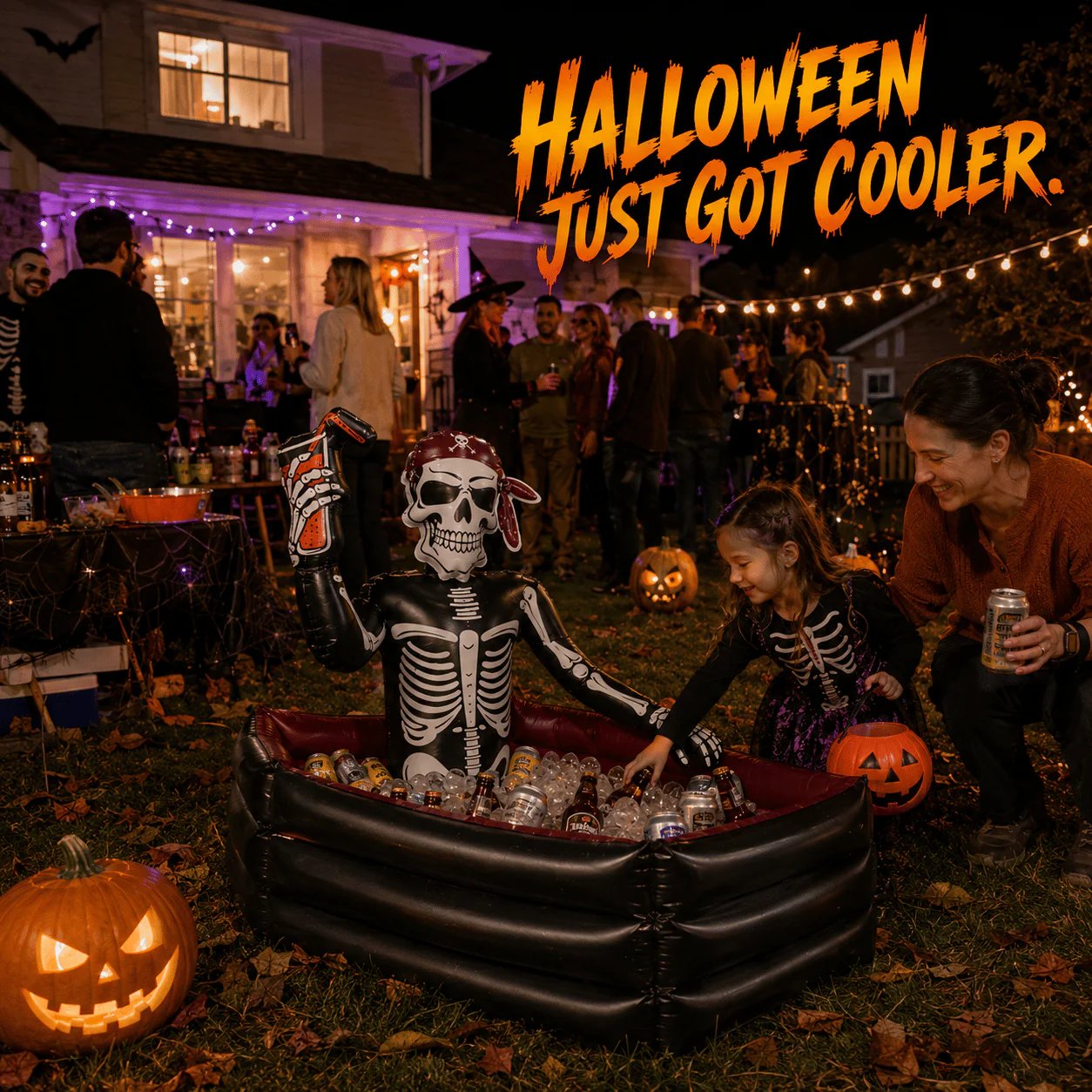 ☠️💀40-Gallon Inflatable Pirate Skeleton Cooler for Halloween