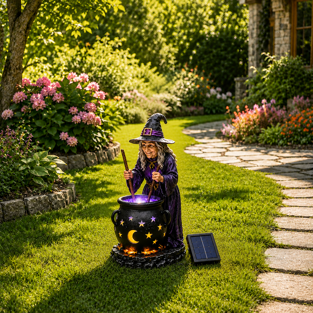 🎃🔮Halloween Witch Glowing Cauldron Solar Light❤