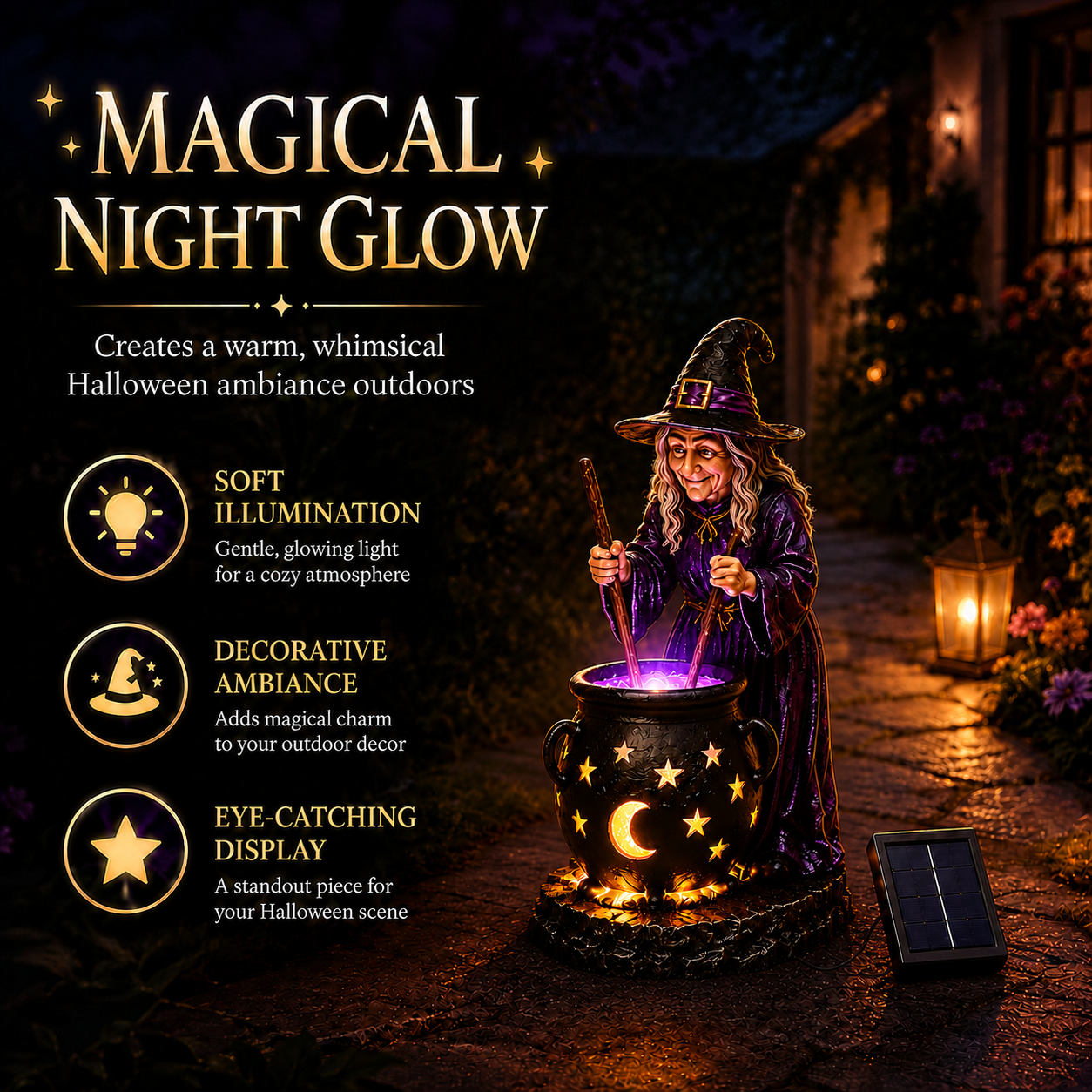 🎃🔮Halloween Witch Glowing Cauldron Solar Light❤