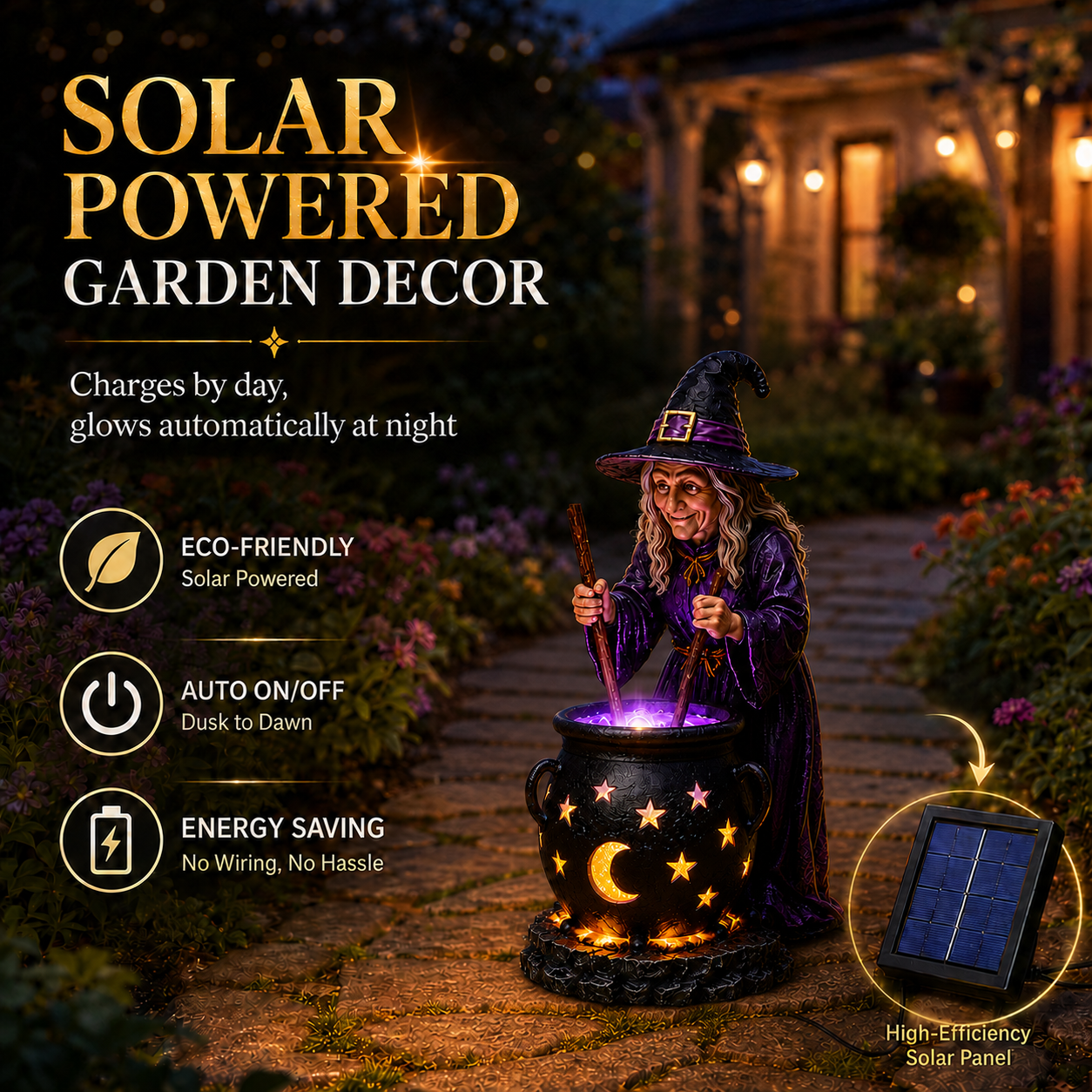 🎃🔮Halloween Witch Glowing Cauldron Solar Light❤