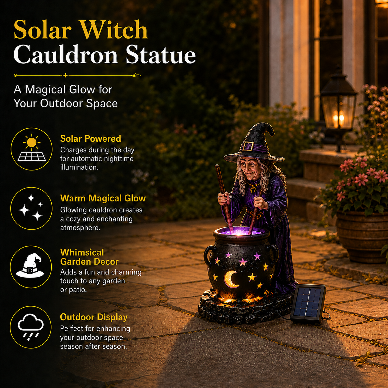 🎃🔮Halloween Witch Glowing Cauldron Solar Light❤