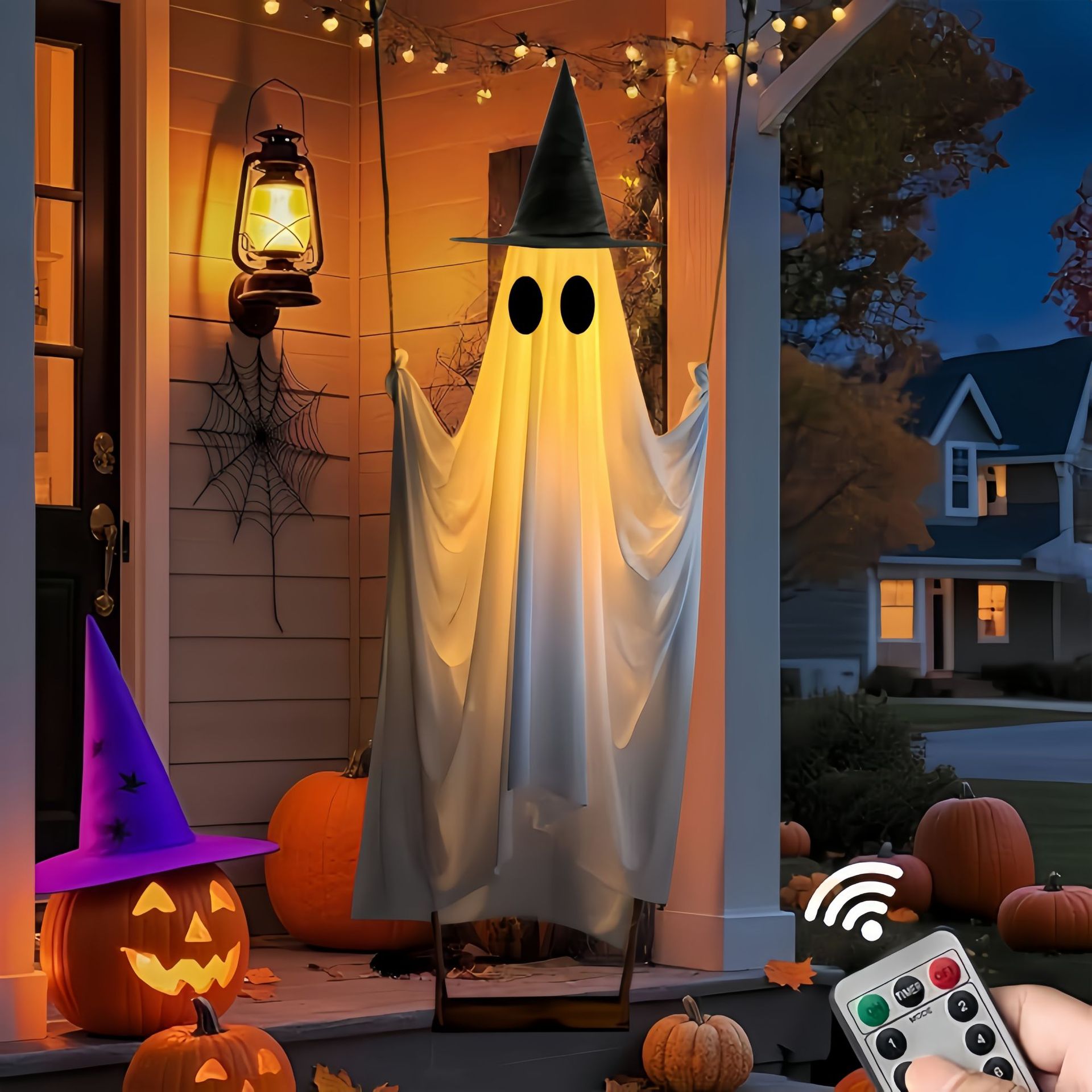 5FT Giant Lighted Halloween Ghost Swing – Create A Spooky Yard Scene | Free Shipping