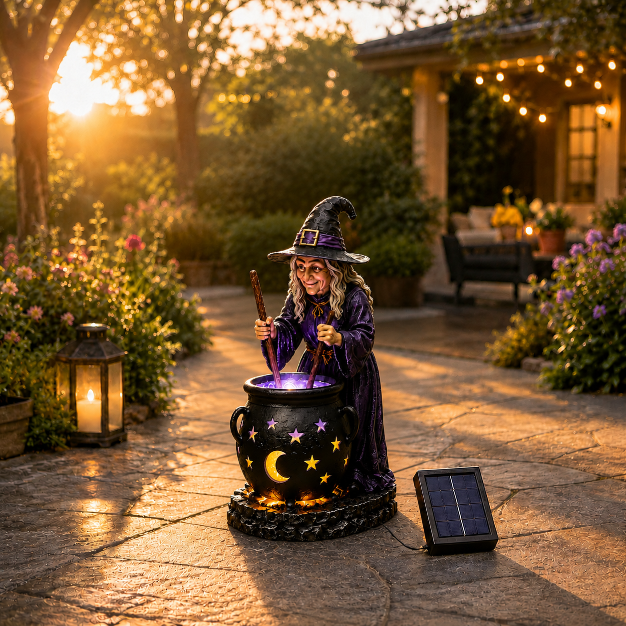 🎃🔮Halloween Witch Glowing Cauldron Solar Light❤