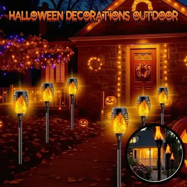 💖 Halloween Outdoor Garden Torch Solar Lights 🏡💡
