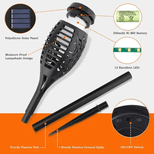 💖 Halloween Outdoor Garden Torch Solar Lights 🏡💡
