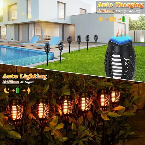 💖 Halloween Outdoor Garden Torch Solar Lights 🏡💡