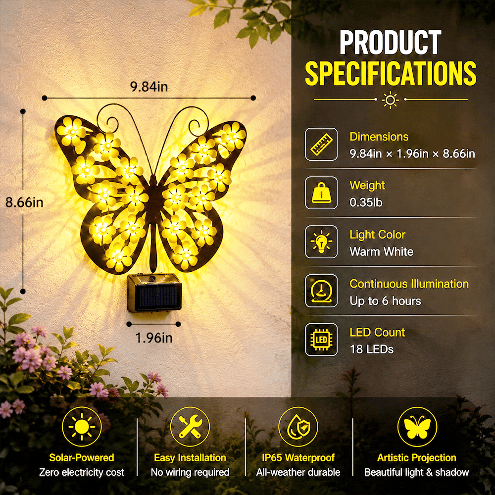 🦋Beautiful Solar Metal Butterfly Garden Light☀️
