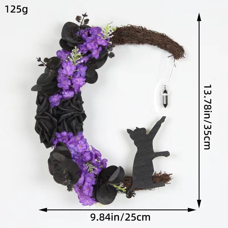 🔥Last Day 50% OFF - 🐈‍⬛🌙Handmade Halloween Cat Wreath(📦Buy 3 Free Shipping)
