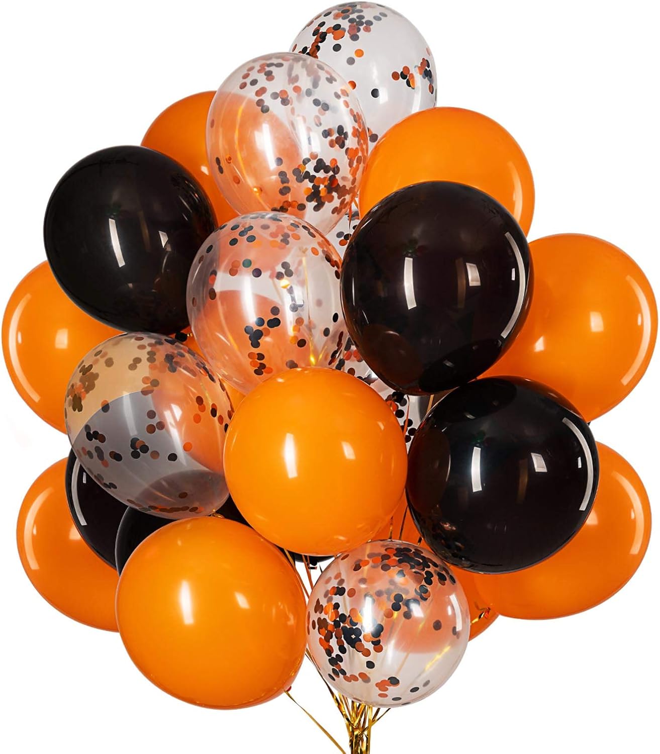 Orange Confetti and Black Balloons 12 Inch 3 Style Pack of 50,Party Helium Balloon,Halloween Party Decorations Supplies
