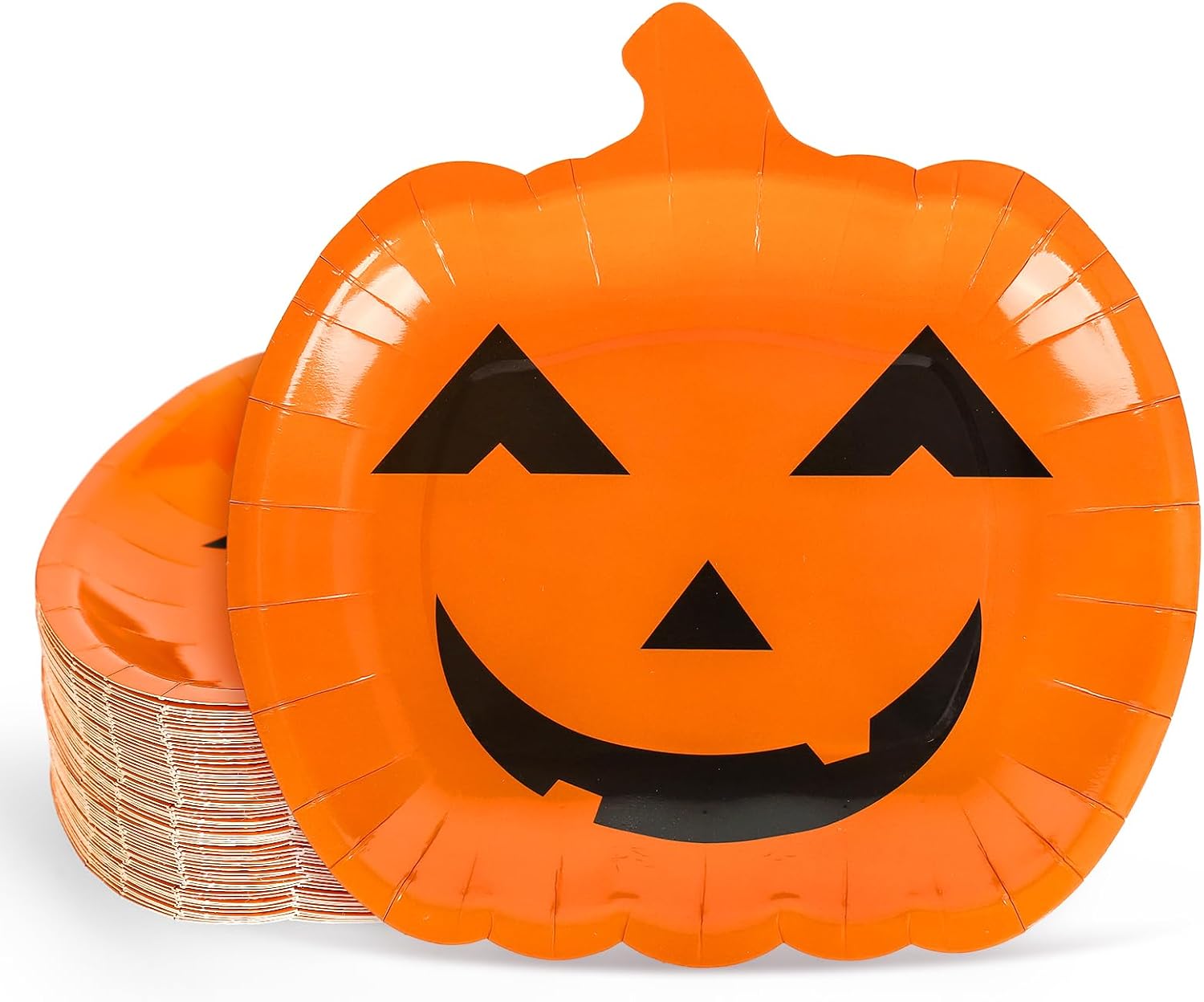 40Pcs Halloween Paper Plates Orange Pumpkin Face Disposable Plates 9 Inch Grimace Pumpkin Decorative Plate for Halloween Birthday Holiday Table Decor Party Supplies