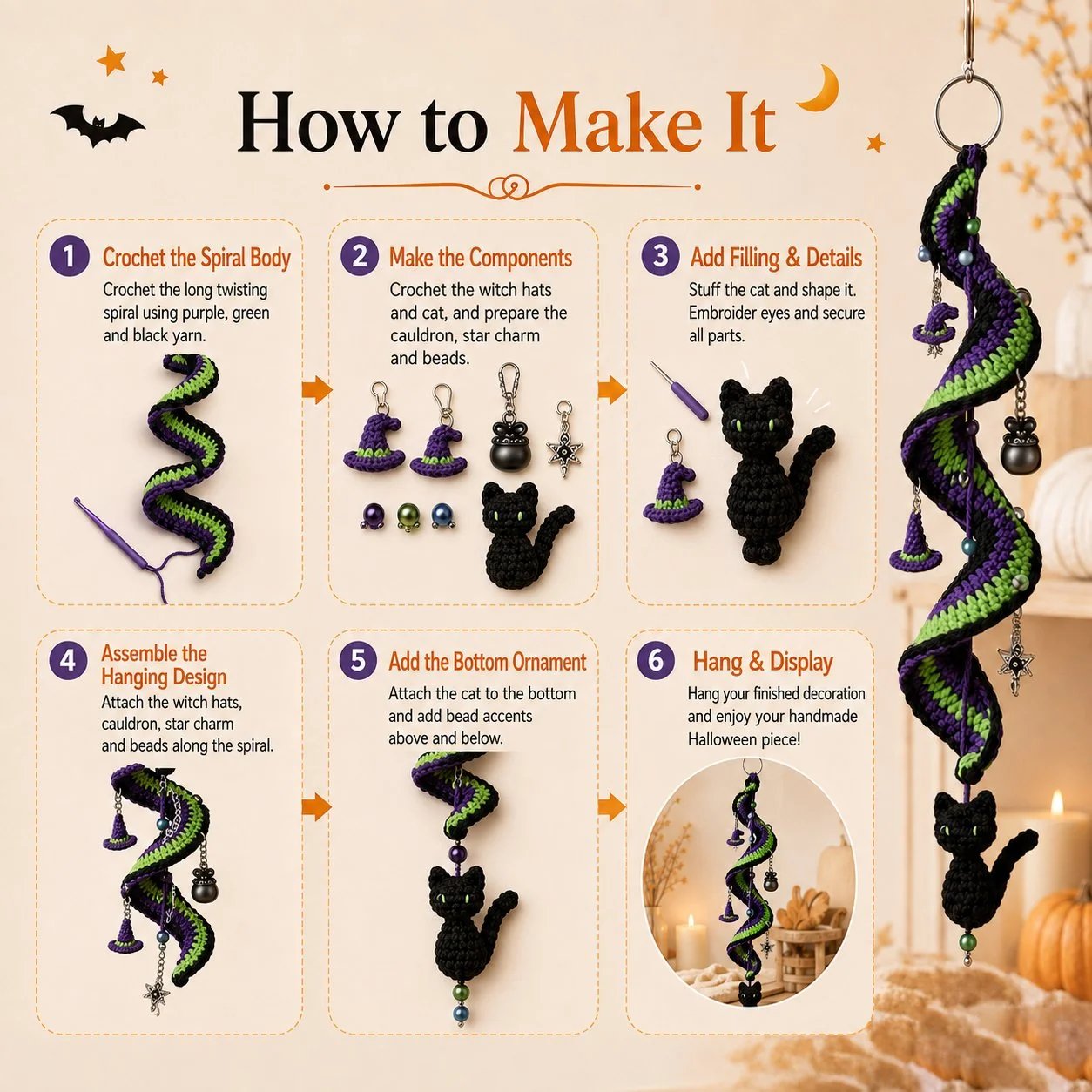 🎃 DIY crochet spiral kit for an enchanting Halloween