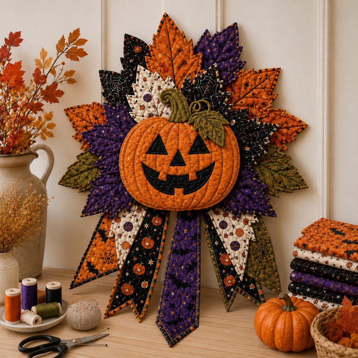 🎉 Holiday Celebration 50% OFF 🎃– Festive Quilted Halloween Door Hanging DIY Sewing Kit