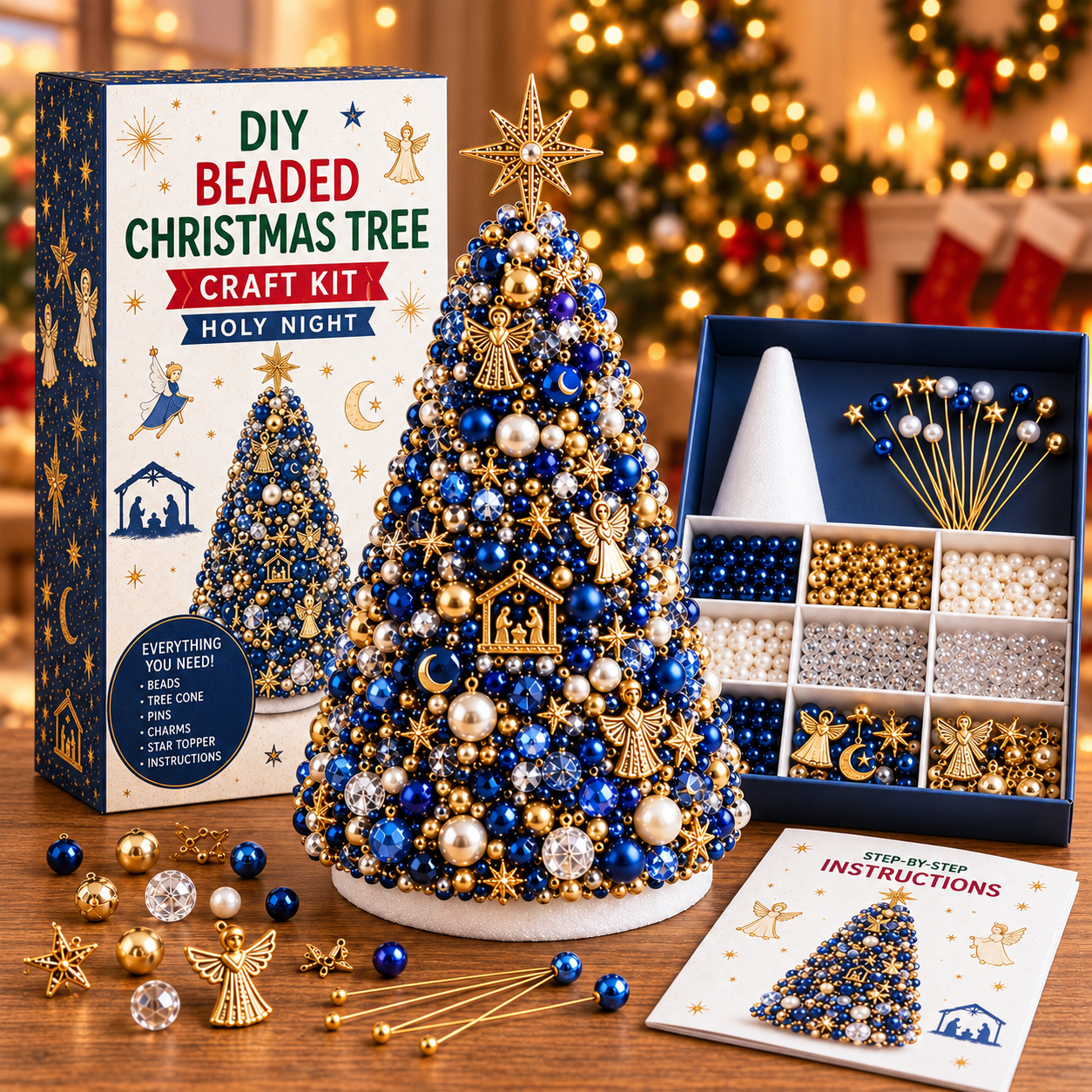 🎄✨Handmade Elegant DIY Beaded Christmas Tree Craft Kit | Collectible Premium Holiday Decor Kit
