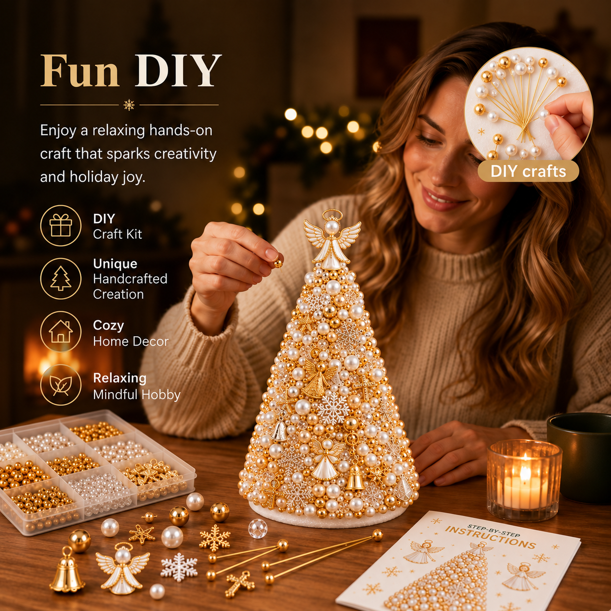 🎄✨Handmade Elegant DIY Beaded Christmas Tree Craft Kit | Collectible Premium Holiday Decor Kit