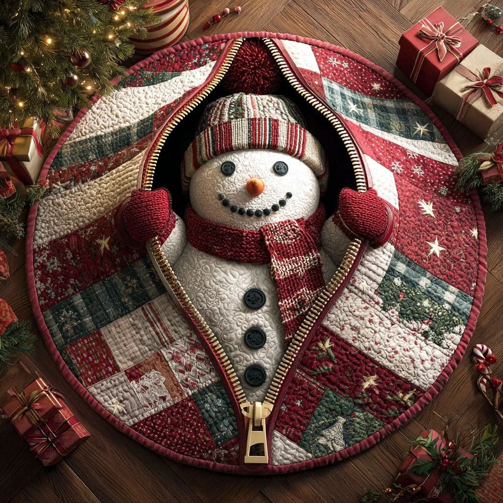 🎄3D Optical Illusion Vortex Quilted Round Christmas Rug