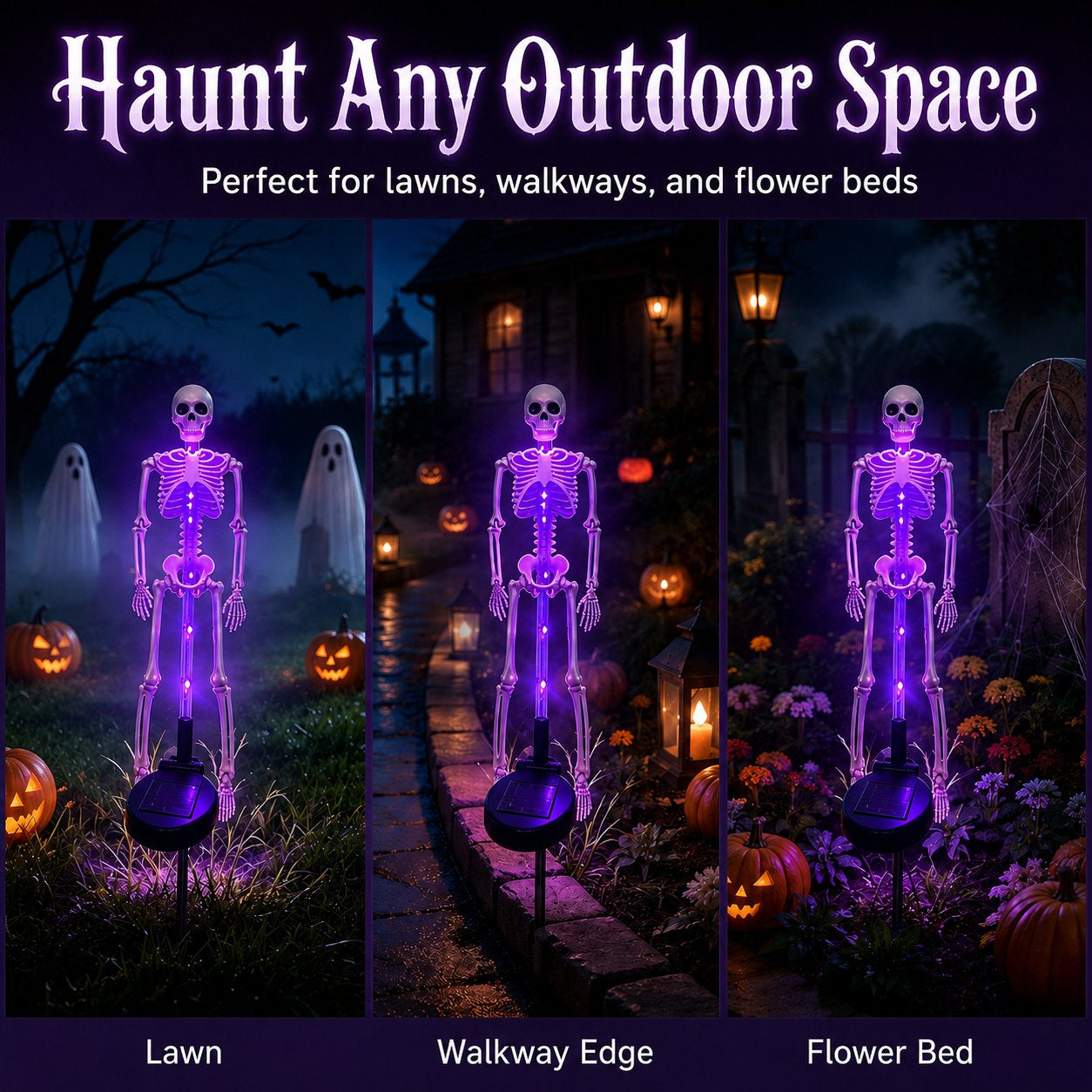 【🎃Halloween sales💀】Halloween Skull Solar Garden Lights | Waterproof Outdoor LED Skull Stake Lights
