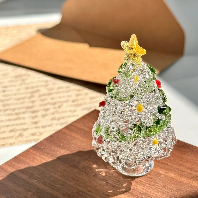 Handmade Glass Christmas Tree Statue