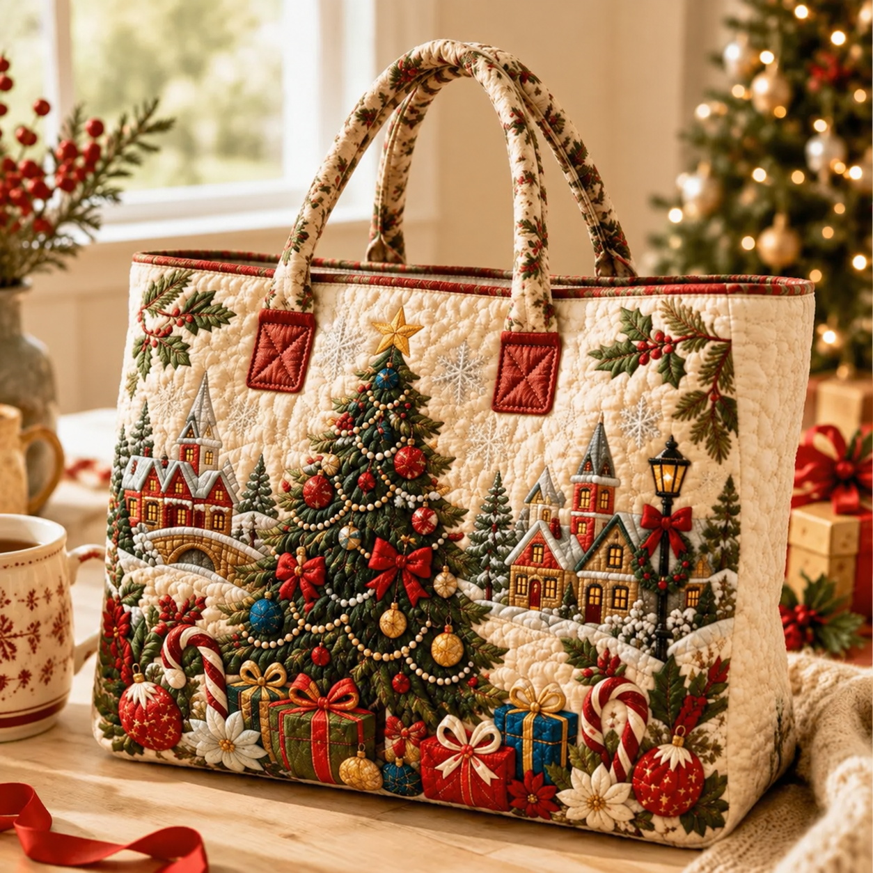 Christmas Quilted Tote Bag