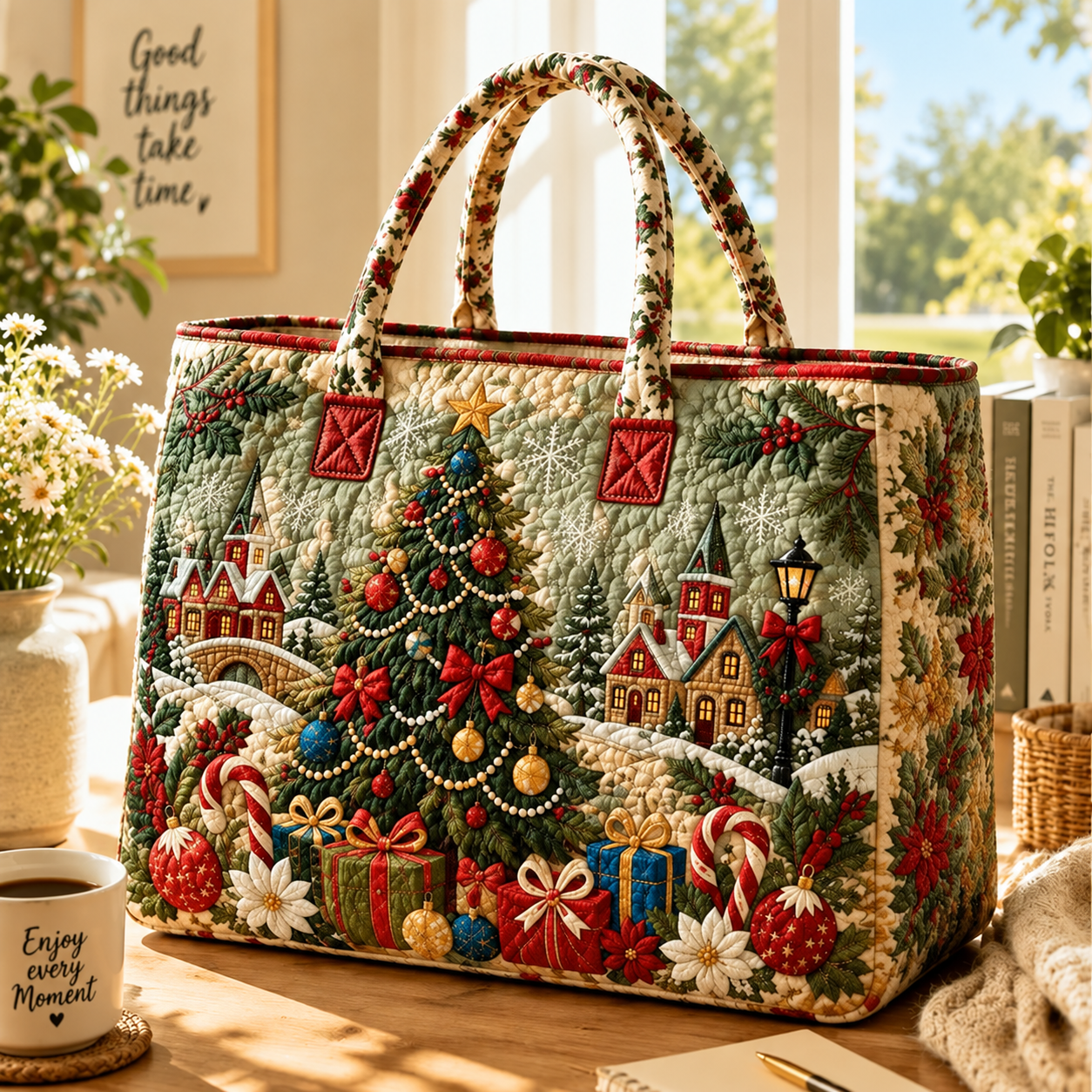 Christmas Quilted Tote Bag