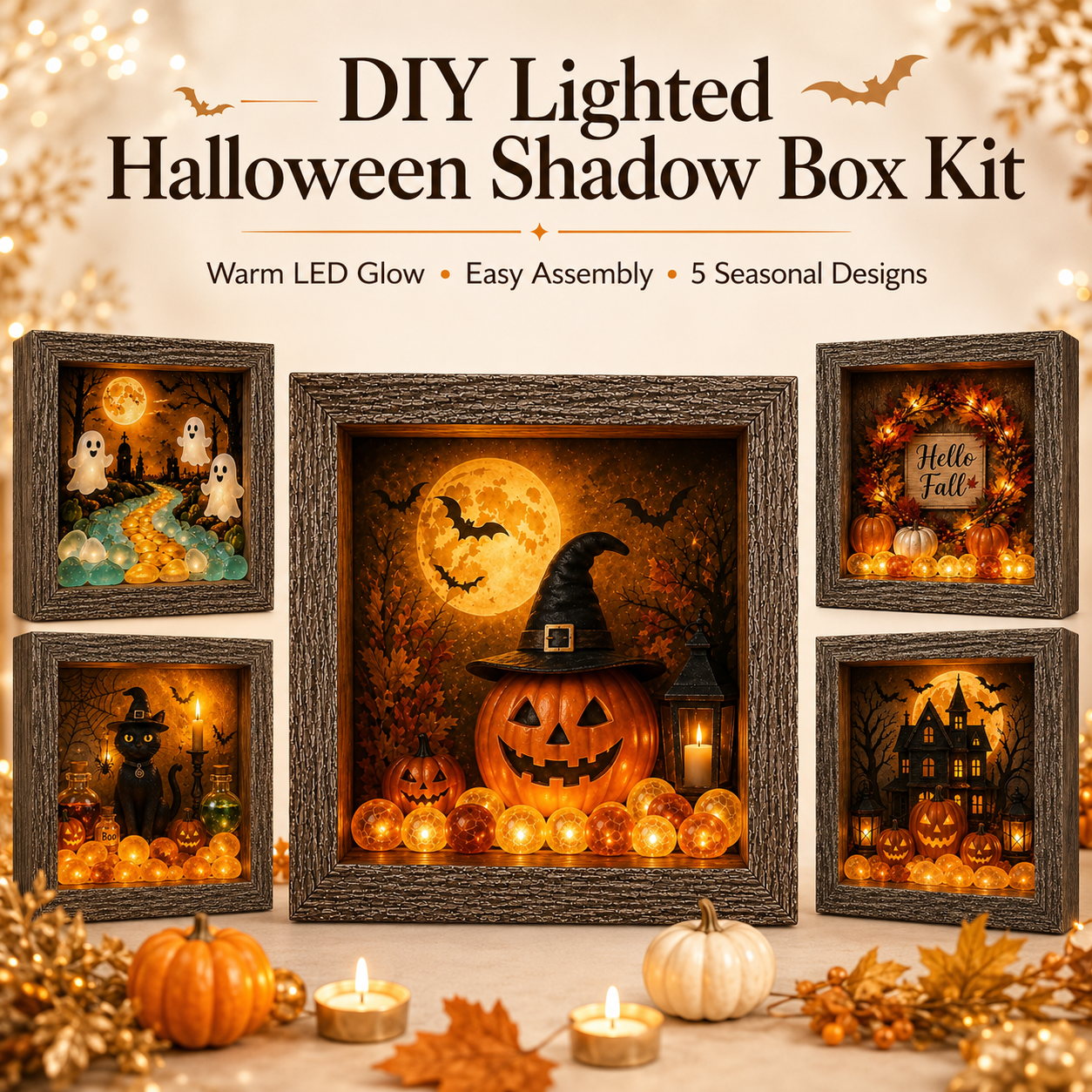 🎃DIY Lighted Halloween Shadow Box Kit