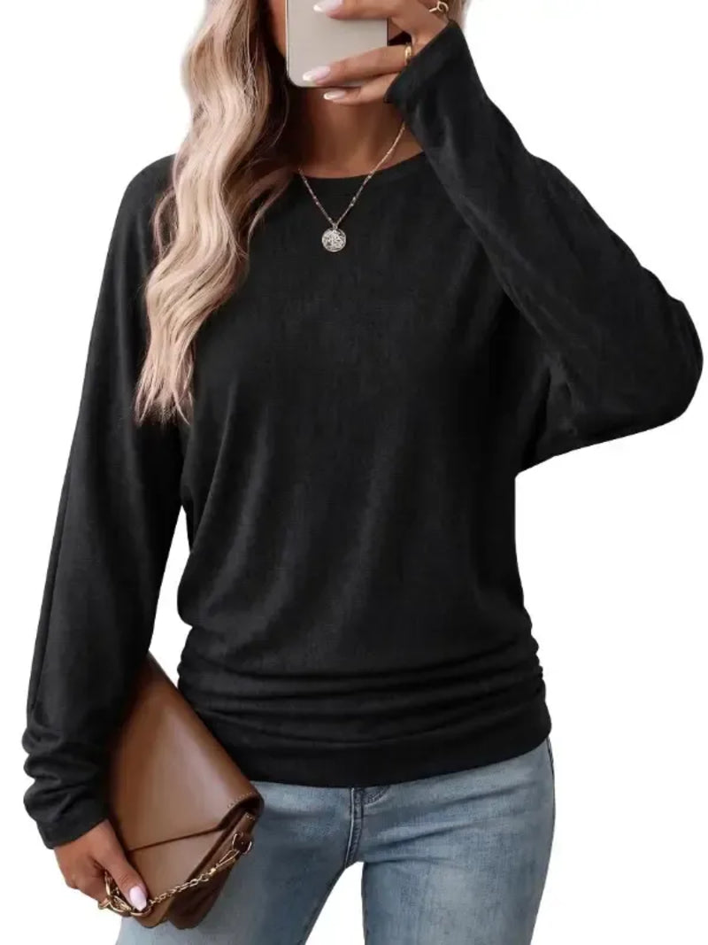 🔥 Last Day 49% OFF  👚 Womens Long Sleeve Shirts Ruched Hem Fall Tops Lightweight Sweaters