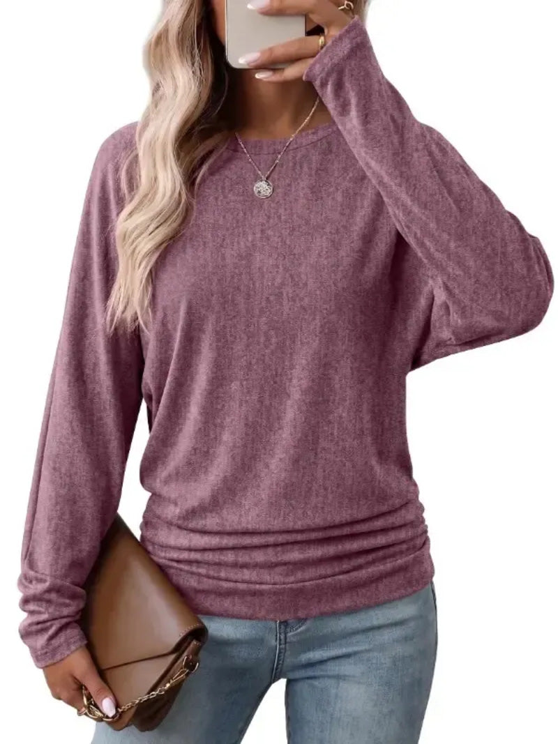 🔥 Last Day 49% OFF  👚 Womens Long Sleeve Shirts Ruched Hem Fall Tops Lightweight Sweaters