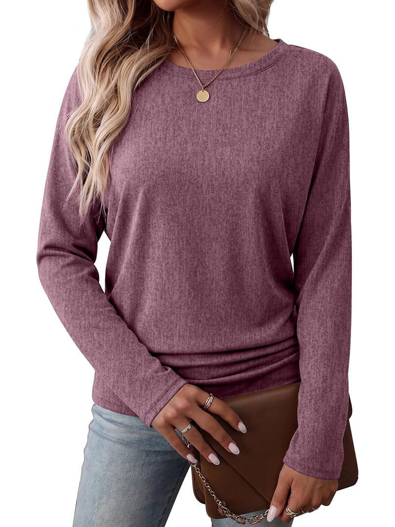 🔥 Last Day 49% OFF  👚 Womens Long Sleeve Shirts Ruched Hem Fall Tops Lightweight Sweaters