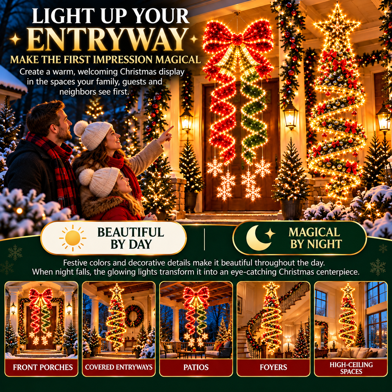 ✨Last Day 49% OFF 🎀✨Giant Lighted Christmas Bow Hanging Decoration