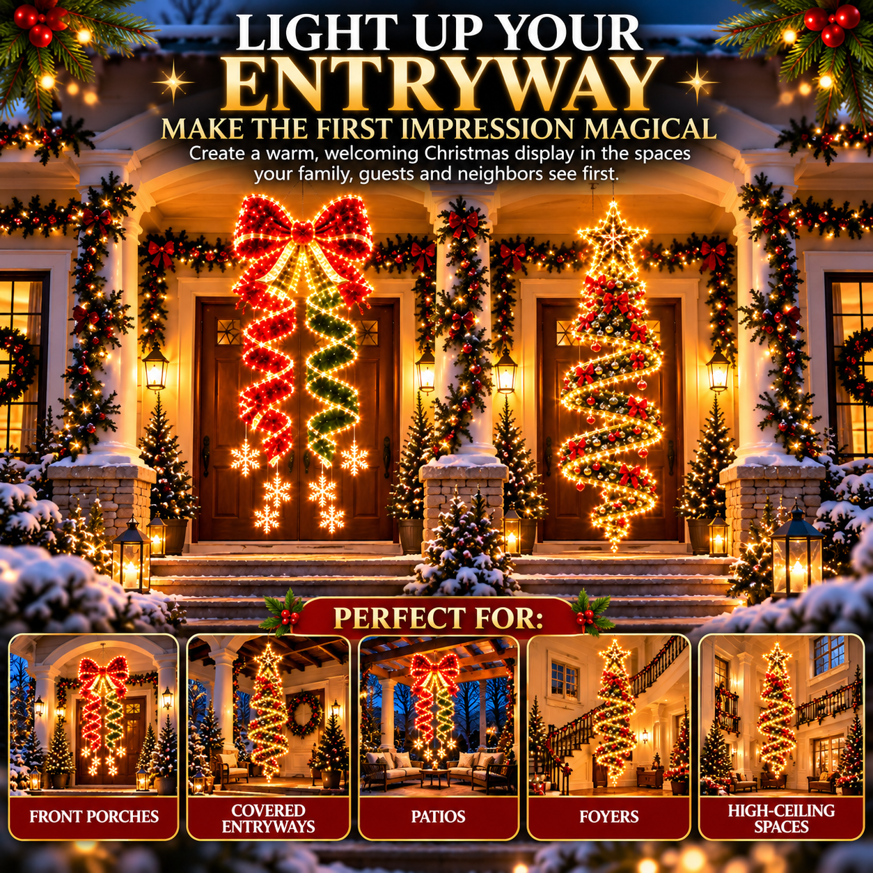 ✨Last Day 49% OFF 🎀✨Giant Lighted Christmas Bow Hanging Decoration