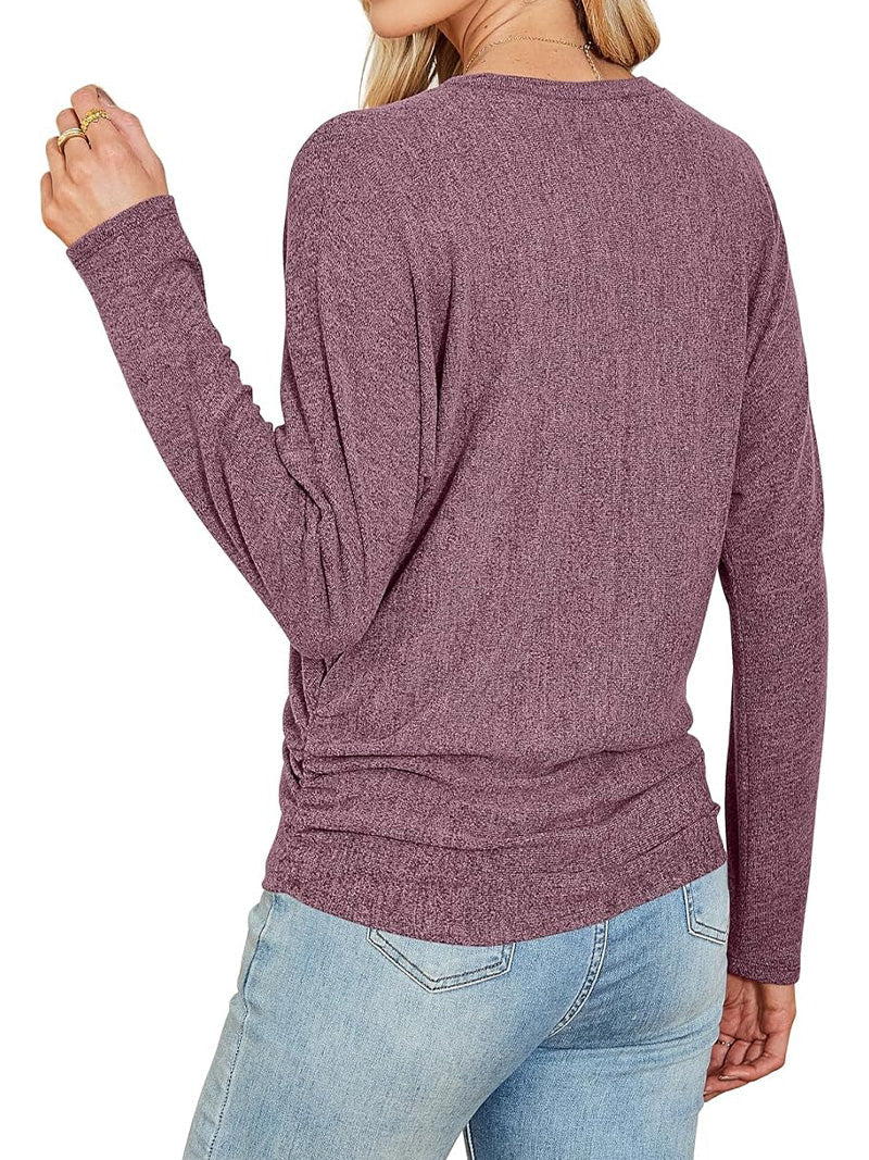 🔥 Last Day 49% OFF  👚 Womens Long Sleeve Shirts Ruched Hem Fall Tops Lightweight Sweaters