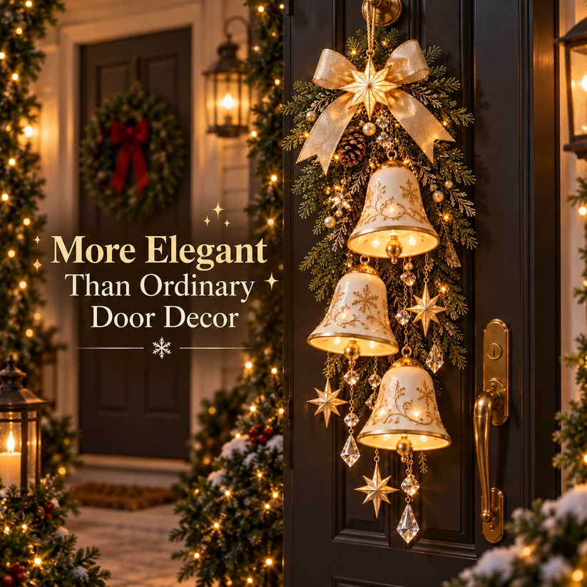 🔥 Last Day 70% OFF 🔔 Golden Bell Blessing Cascade™ – Lighted Christmas Door Decor