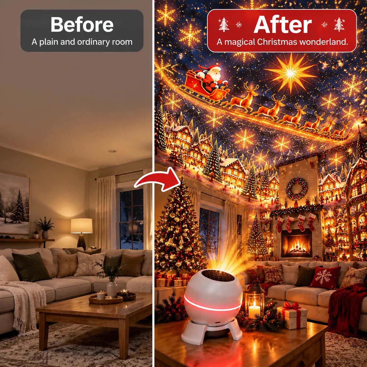 ✨Last Day 70% OFF🎅 Turn Any Room Into a Christmas Wonderland – Holiday Projection Night Light
