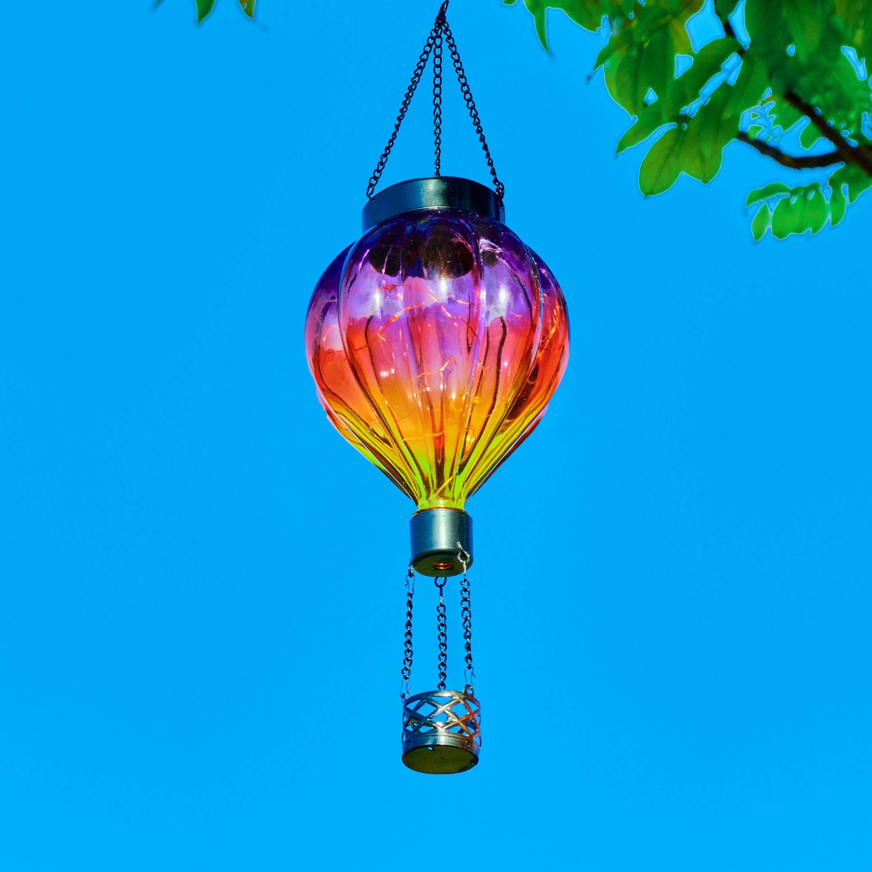 Handmade Hot Air Balloon Solar Flame Lantern-Amber Crimson