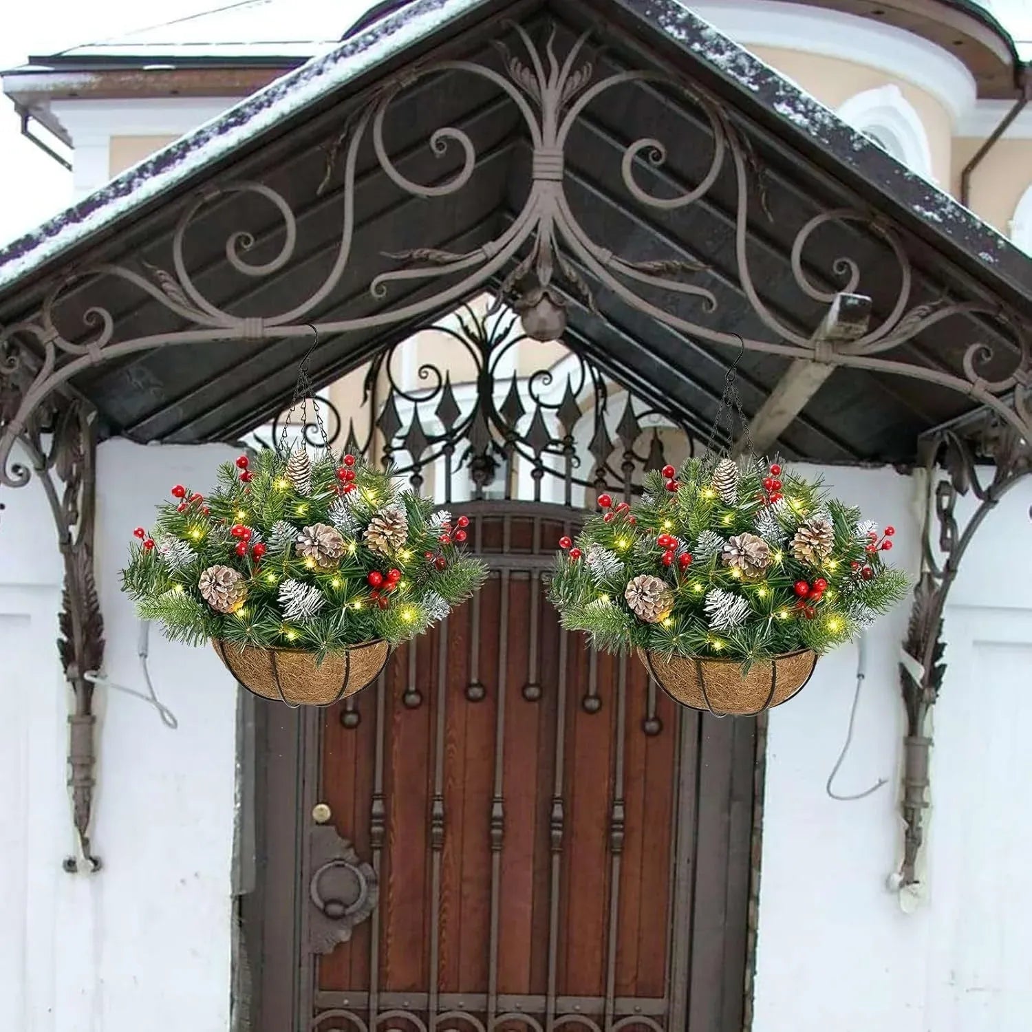 🔥60% OFF 🎄Christmas Hot Sale🏆Pre-Lit Artificial Christmas Hanging Basket（📦Buy 2 Free Shipping）