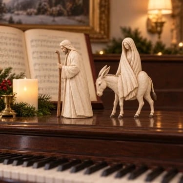 Nativity figurines on piano