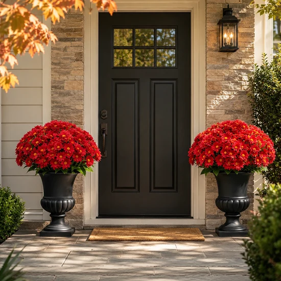 🌼Artificial Outdoor Sunset Mums Flowers - UV resistant, Waterproof, Windproof