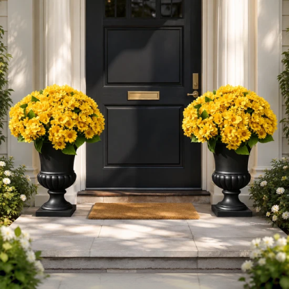 🌼Artificial Outdoor Sunset Mums Flowers - UV resistant, Waterproof, Windproof