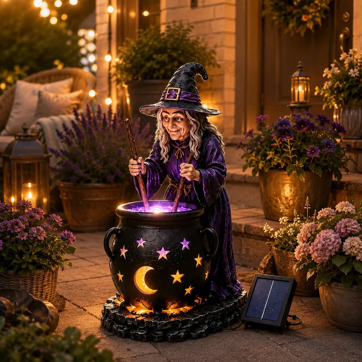 🔥LAST DAYS! Early Bird 50% OFF | 🧙‍♀️Halloween Witch Glowing Cauldron Solar Light