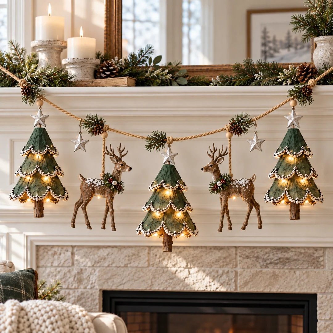 💥49% OFF -✨Enchanted Lighted Woodland Christmas Garland🎄