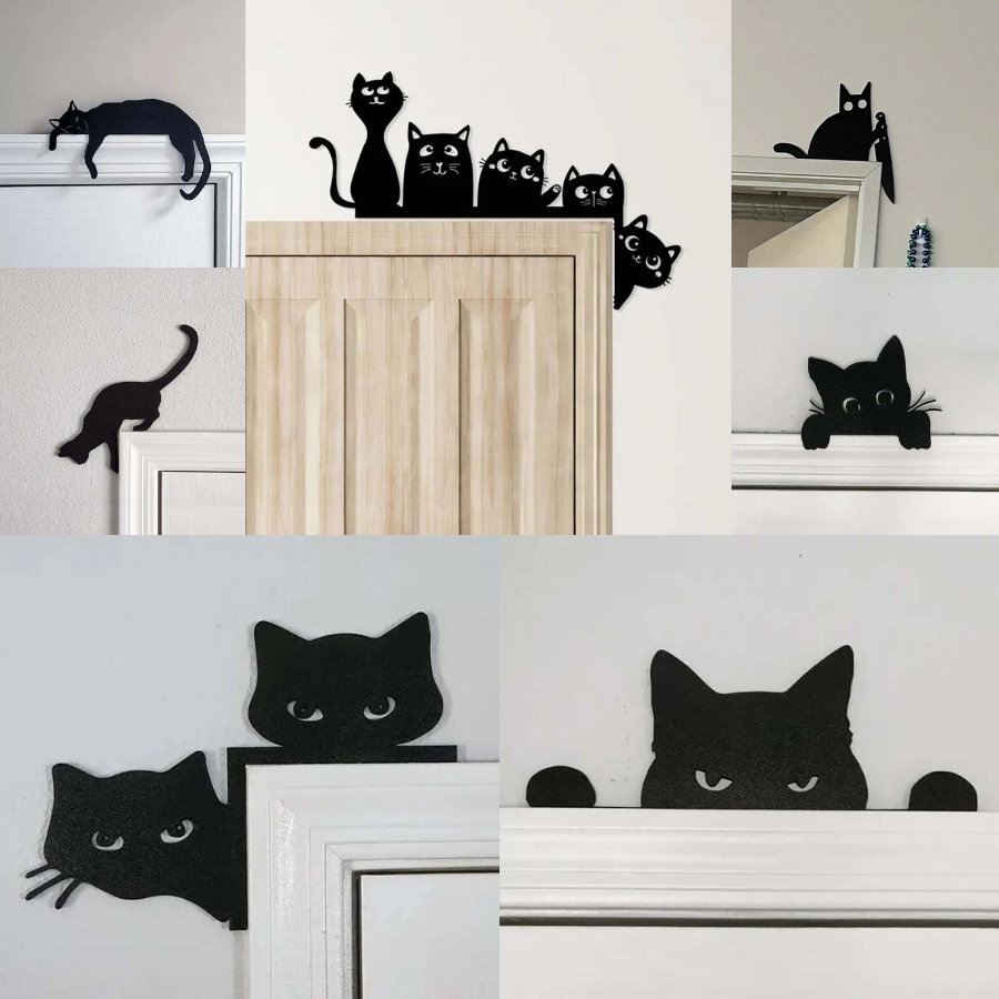 Metal Adorable Cat Door Topper