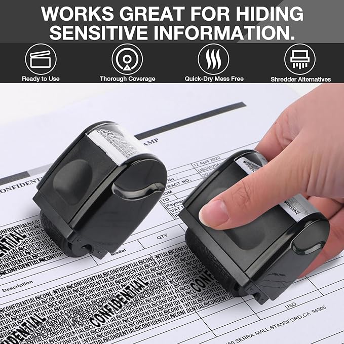 🔥🔥Privacy Protection Roller Stamp | Address & Billing Info Blocker, 100m Durable Roll for Home & Office Mailing