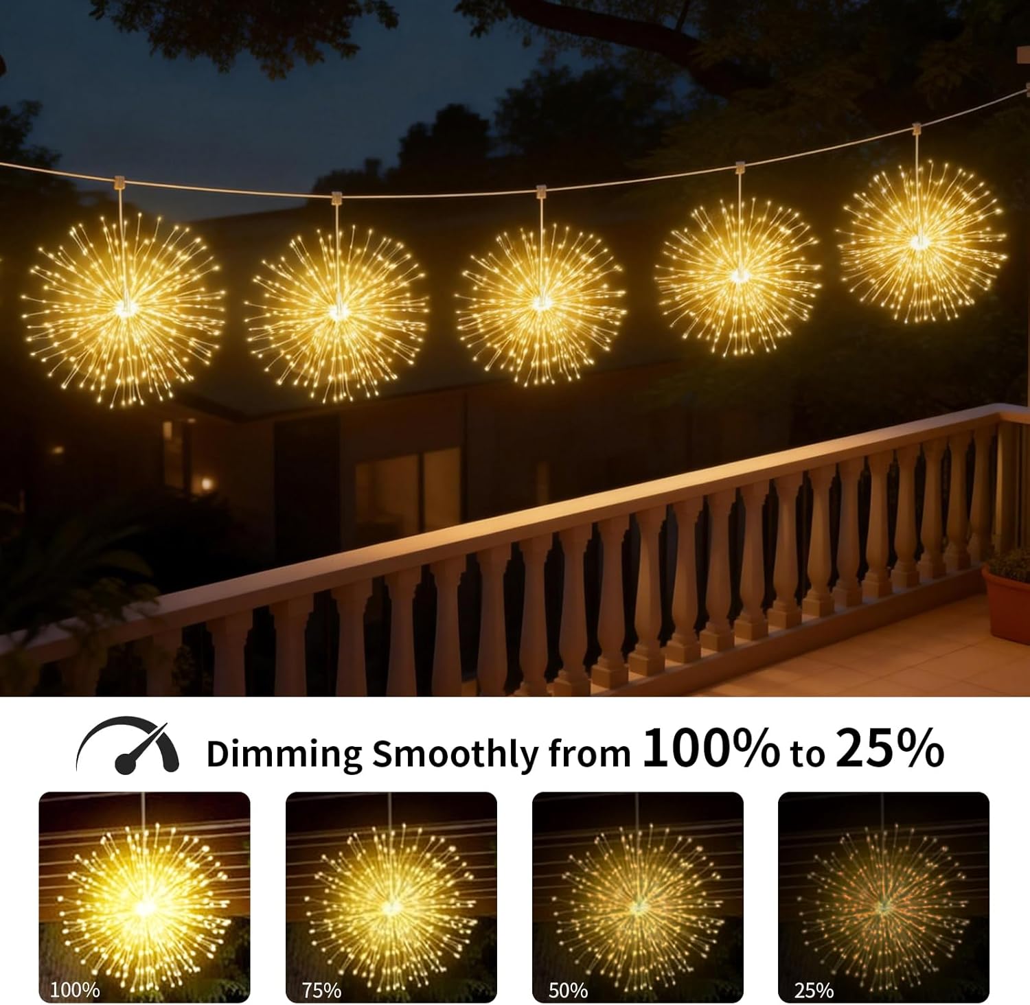 🎆 4-Pack Solar Fireworks Lights — 480 LEDs IP65 Waterproof Outdoor Garden Lights 💦