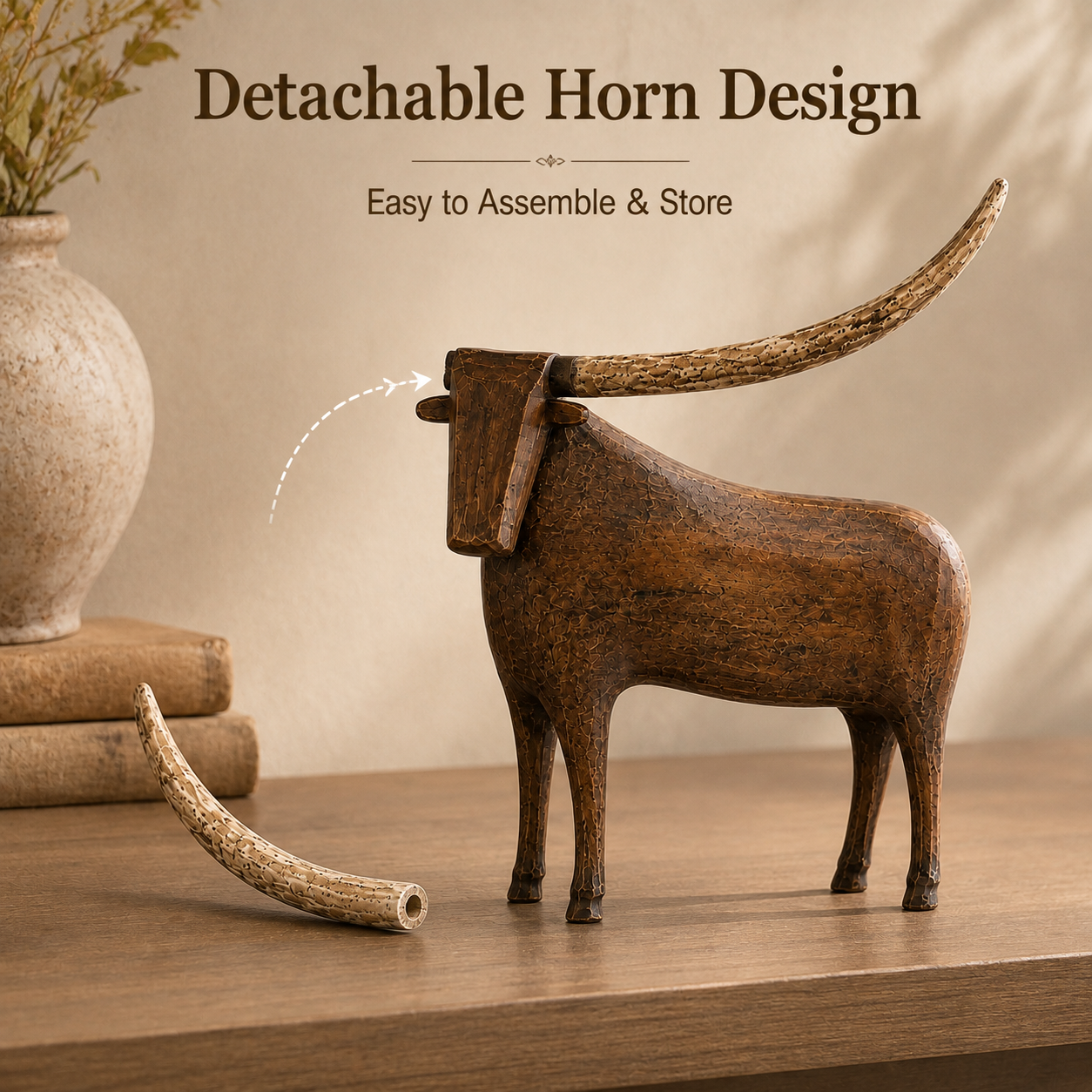 Vintage Longhorn Bull Sculpture