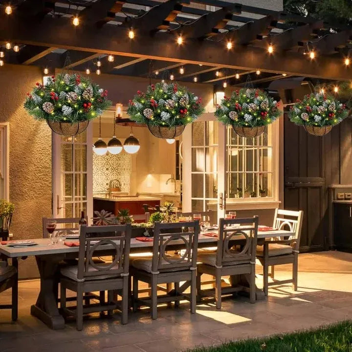 🔥60% OFF 🎄Christmas Hot Sale🏆Pre-Lit Artificial Christmas Hanging Basket（📦Buy 2 Free Shipping）