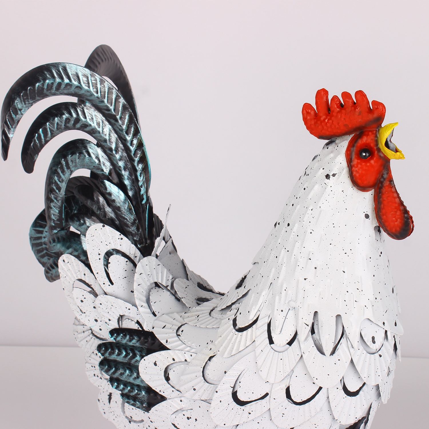 Iron Rooster Garden Statue